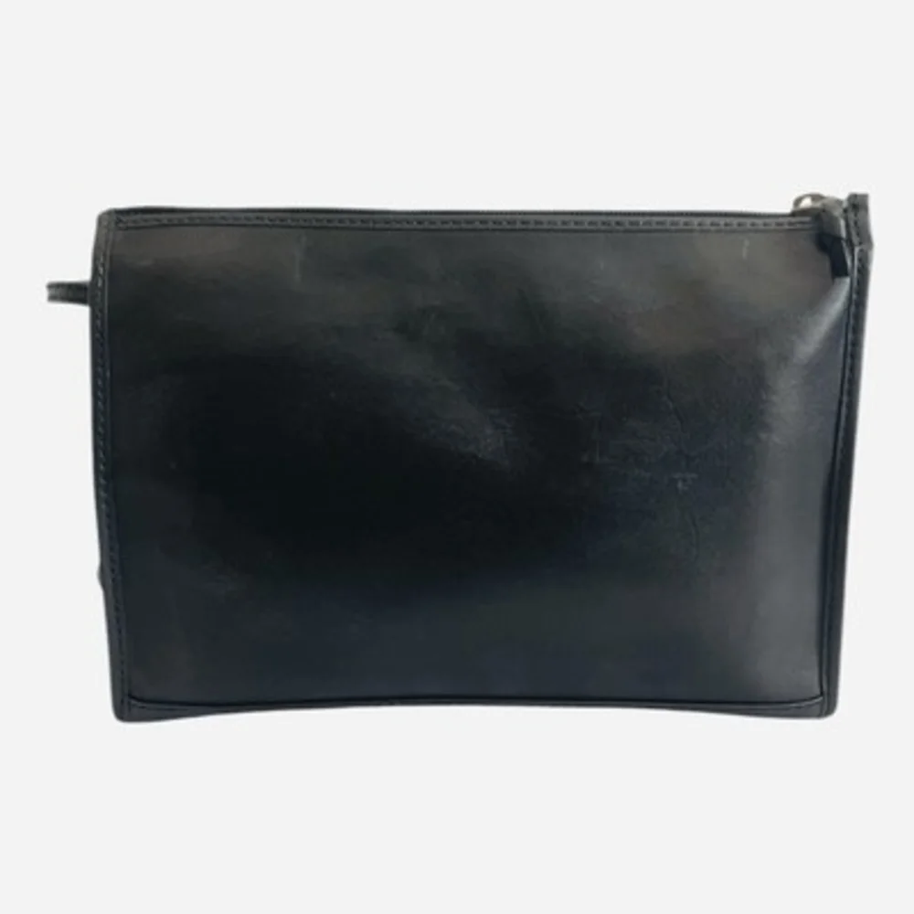 Mary Ann Rosenfeld Vintage Black Leather Shoulder Bag Elegant Classic 10.5x3x8.5